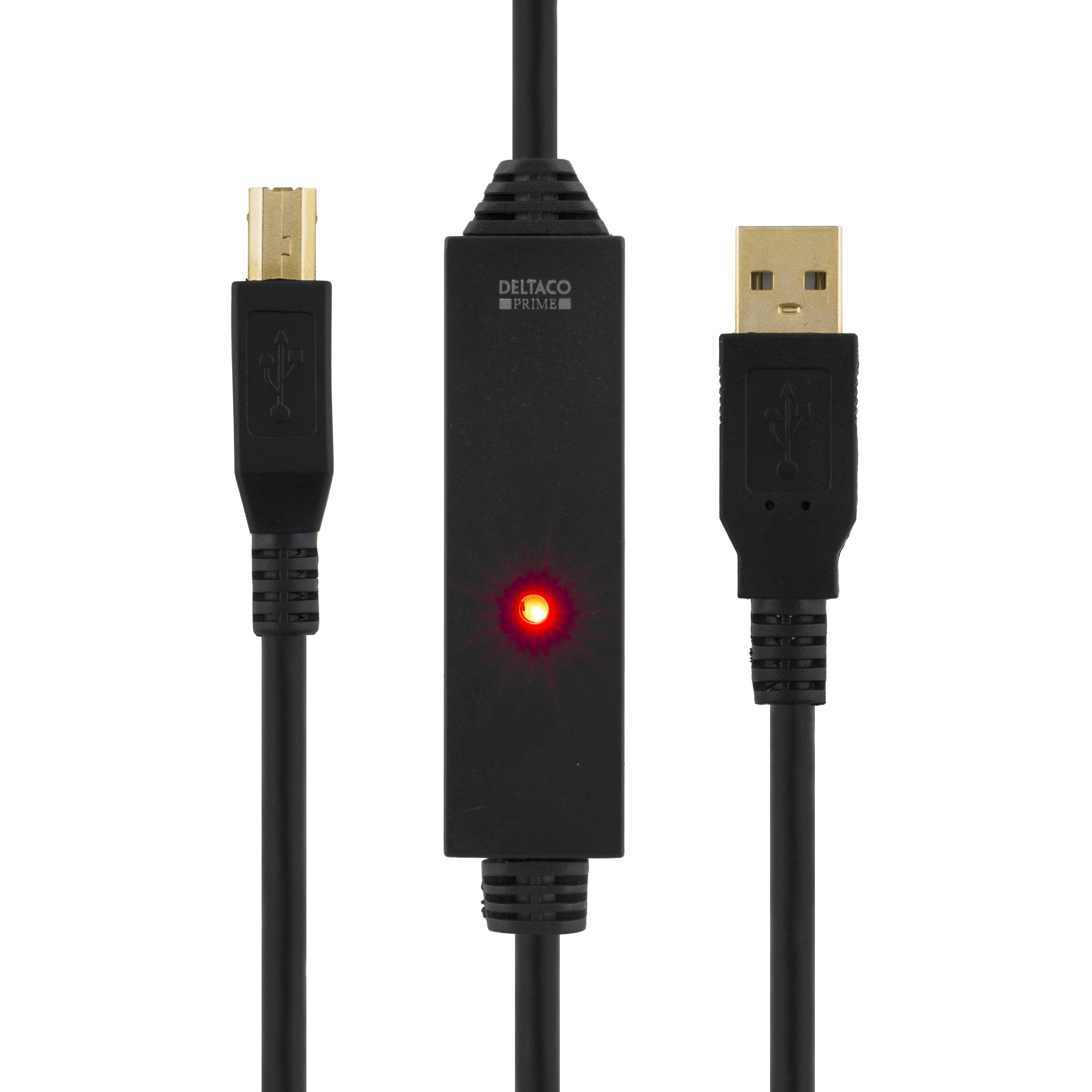Alternativ bild 1 för PRIME USB 2.0-kabel Typ A hane - Typ B hane, aktiv, 5m - svart