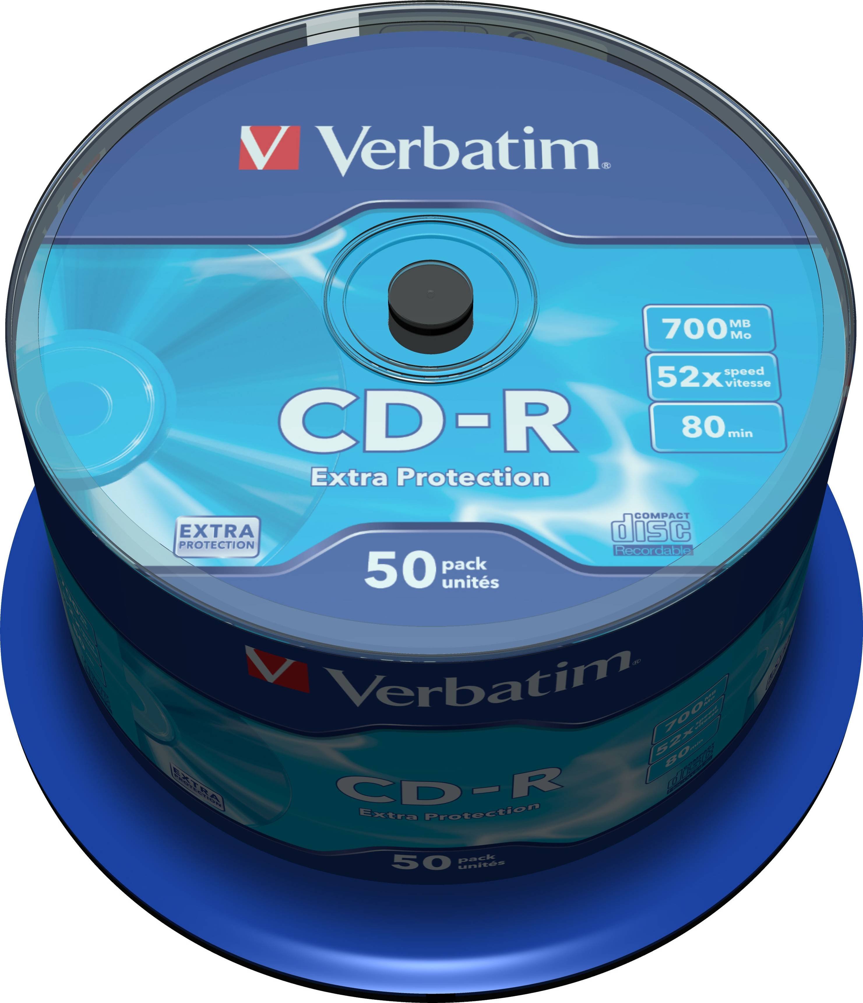 Verbatim CD-R, 52x, 700 MB/80 min, 50-pack spindel, Extra protetcion