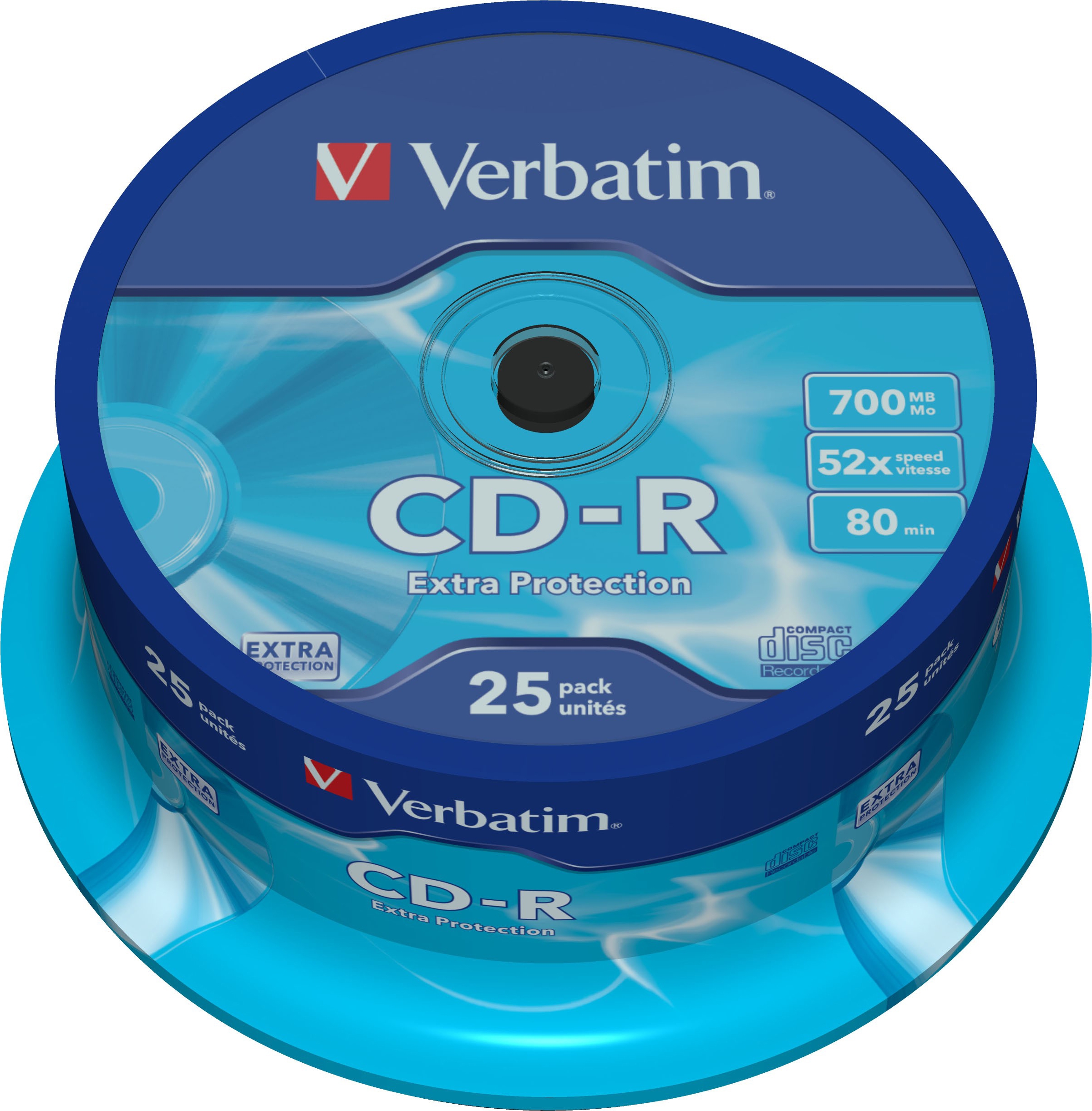 Verbatim CD-R, 52x, 700 MB/80 min, 25-pack, spindel, Extra Protection