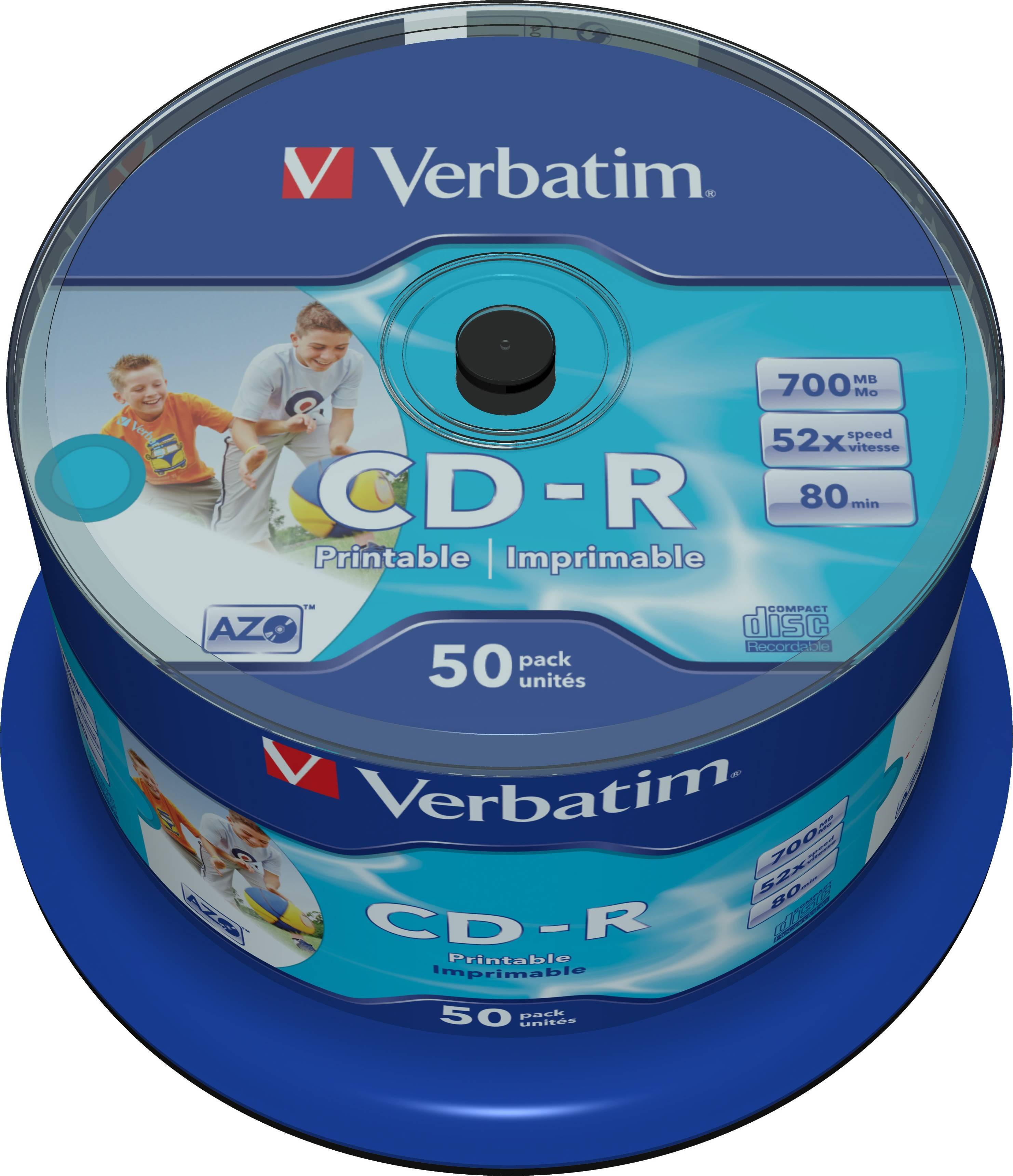 Verbatim CD-R, 52x, 700 MB/80 min, 50-pack, spindel, AZO, printable