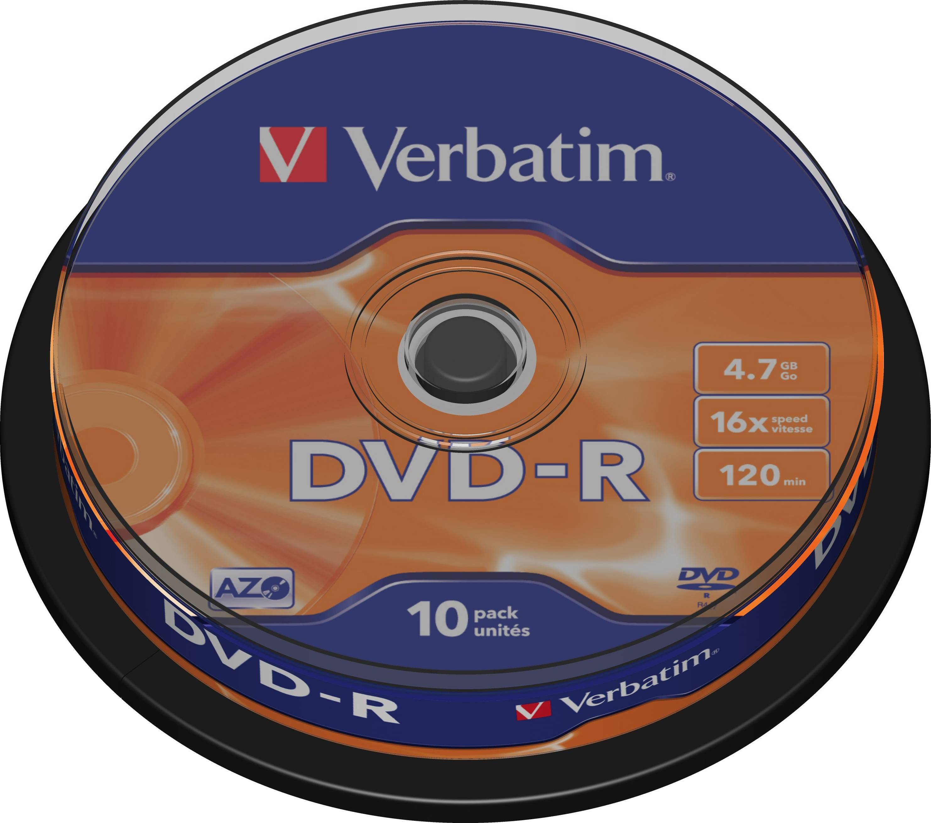 Verbatim DVD-R, 16x, 4,7 GB/120 min, 10-pack spindel, AZO