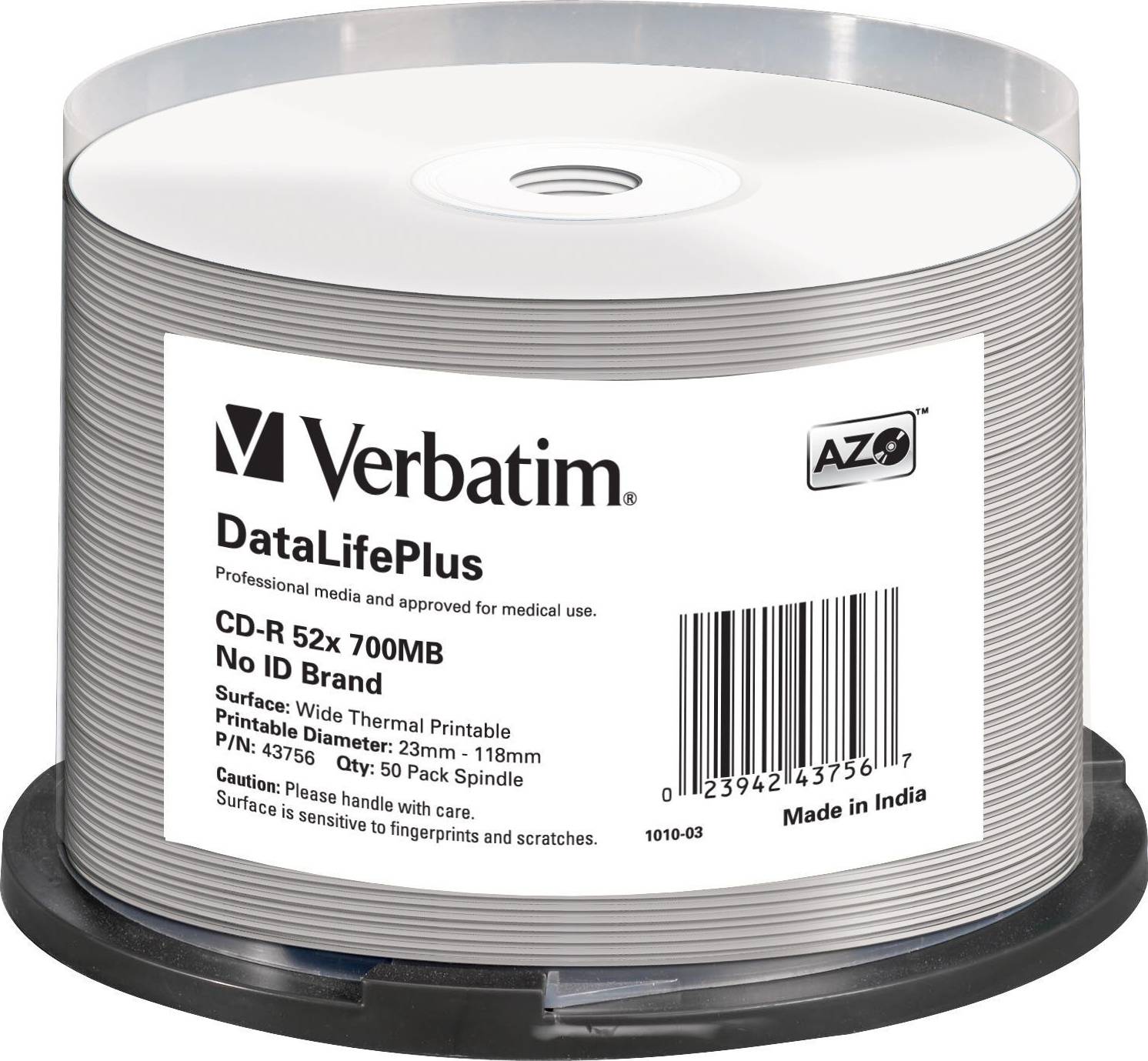 Verbatim CD-R 52x 700 MB/80 min, 50-pack sp, No ID-brand, Thermal Prin