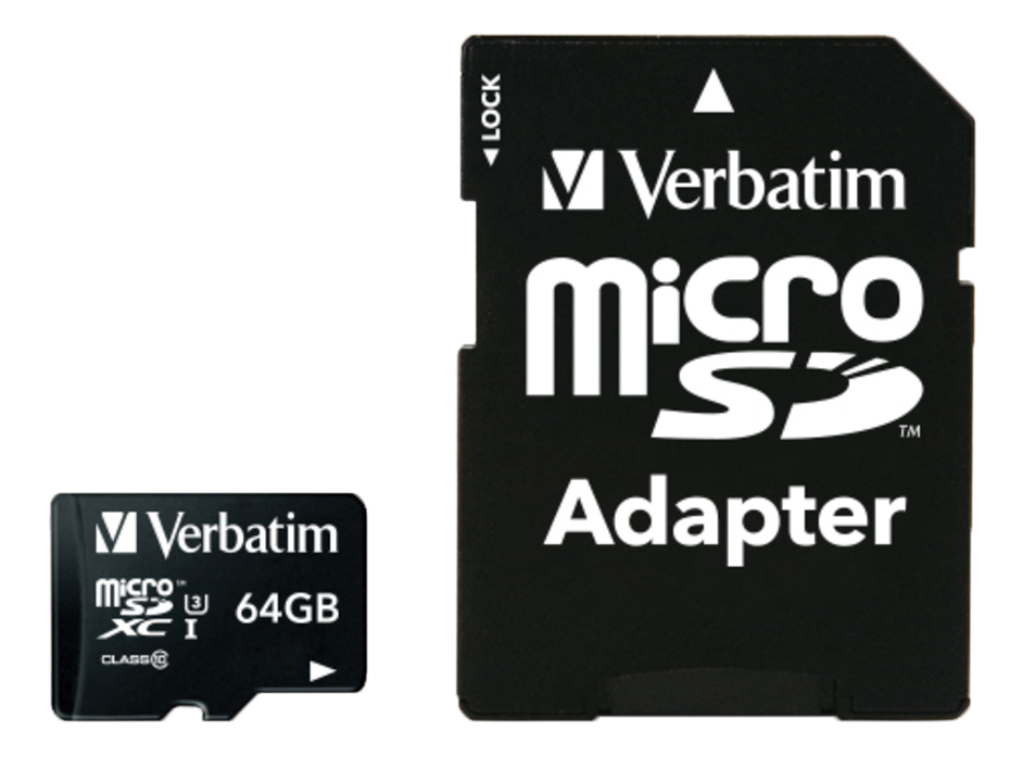 Verbatim PRO microSDXC U3 m. adapter 64GB