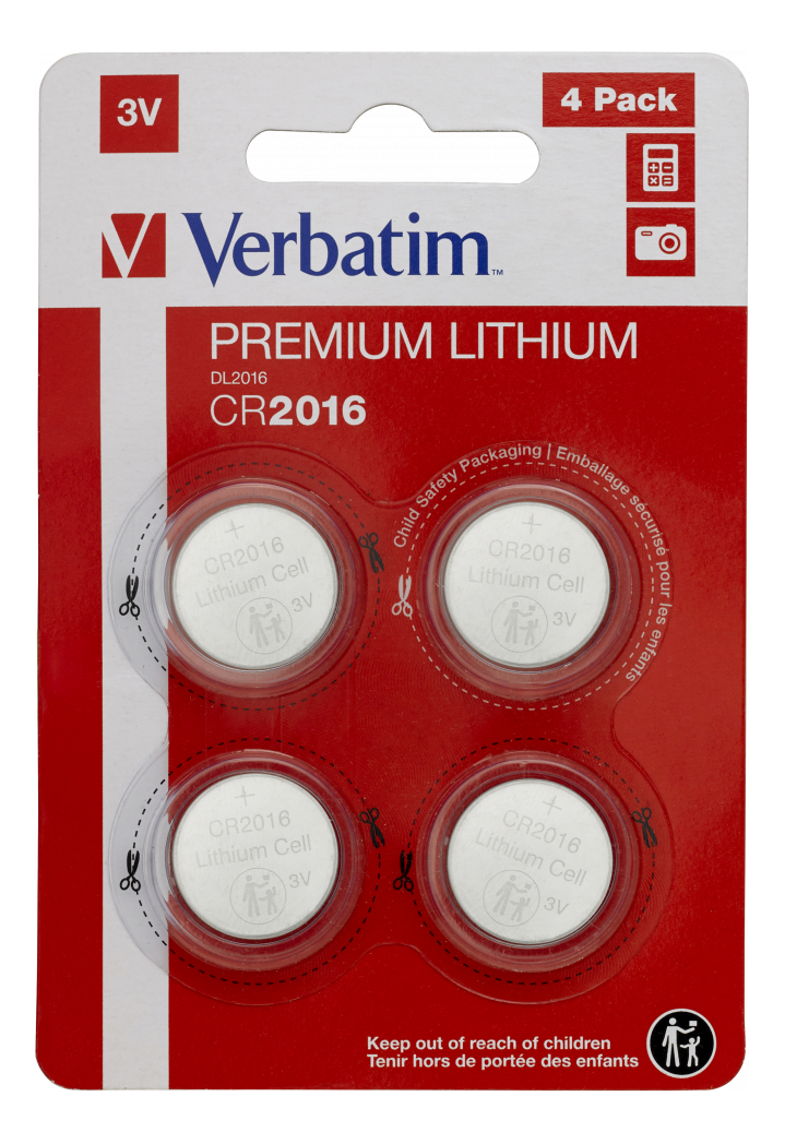 Verbatim LITHIUM BATTERY CR2016 3V 4 PACK