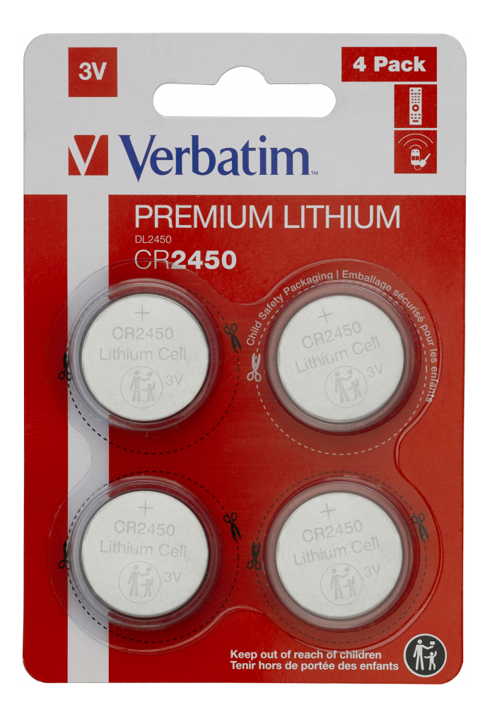 Verbatim LITHIUM BATTERY CR2450 3V 4 PACK