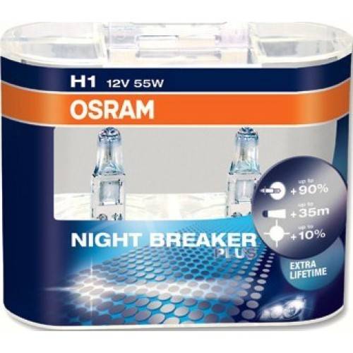 Xenonlampor, Osram H1, 12V, 55W Night Breaker 2-pack