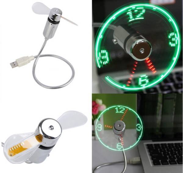 USB-fläkt med LED-ljus som visar klockan | Hem & Fritid - El & Hushåll - Fläktar & Klimatprodukter - Fläktar | AlltMobil