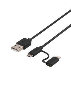 DELTACO USB-synk-/laddarkabel (svart)