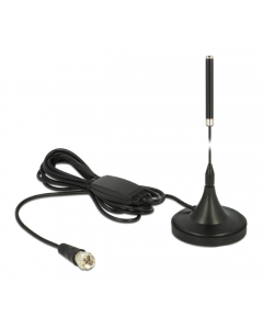 DeLOCK DAB+ antenn, F hane, RG-174, 21dBi, 2m kabel, magnetfot, svart