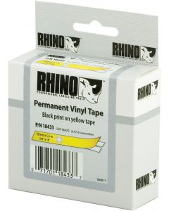 DYMO RhinoPRO märktejp perm vinyl 19mm, svart på gult, 5.5m rulle