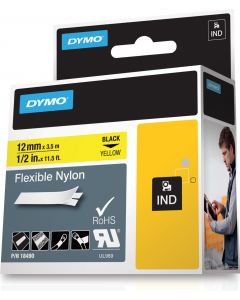 DYMO RhinoPRO märktejp flex nylon 12mm, svart på gult
