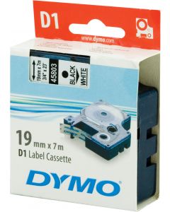 DYMO D1 märktejp standard 19mm, svart på vitt, 7m rulle