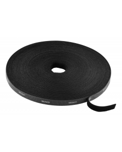DELTACO kardborrband på rulle, bredd 10mm, 15m, svart