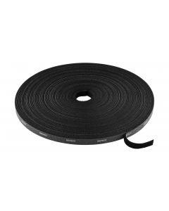 DELTACO kardborrband på rulle, bredd 10mm, 25m, svart
