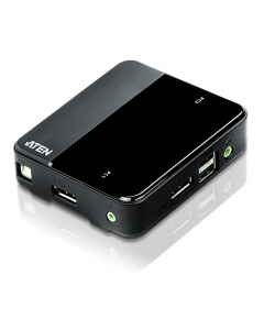 ATEN KVM-switch, 1-2, DisplayPort, USB, 3,5mm, UHD, 1,8m, svart
