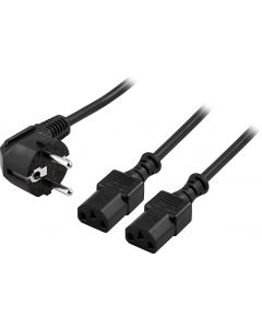 DELTACO apparat-Y-kabel för vägg, skärm PC, CEE 7/7 - 2xIEC C13,