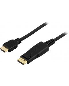 DELTACO DisplayPort till HDMI monitorkabel, 20-pin ha - ha 5m, svart