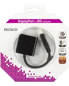 DELTACO DisplayPort till DVI-D singlelink adapter, 0,2m, ha-ho, svart