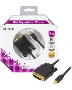 DELTACO mini DisplayPort till DVI-D kabel, ha-ha, 2m, svart
