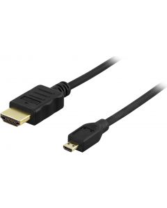 DELTACO HDMI-kabel, 1.4+E, 19-pin ha-Micro 19-pin ha, 1080p, svart, 3m
