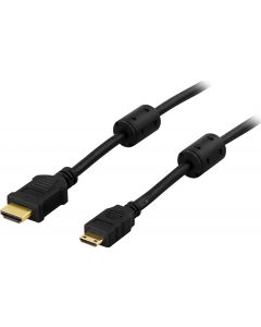 DELTACO HDMI kabel, HDMI Type A ha - Mini HDMI ha, 4K, 5m, svart