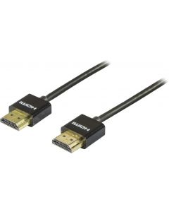 DELTACO tunn HDMI kabel, HDMI High Speed with Ethernet, 0.5m, svart