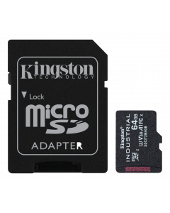 Kingston 64GB microSDXC Industrial C10 A1 pSLC Card + SD Adapter