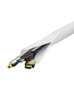 DELTACO kabelsorteringsstrumpa i nylon, kardborrband, 3m, vit