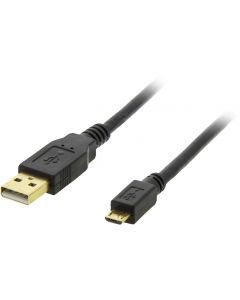 DELTACO USB 2.0 kabel Typ A ha - Typ Micro B ha, 5-pin, 2m, svart