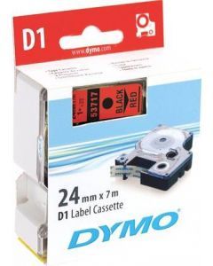 DYMO D1 märktejp standard 24mm, svart på rött, 7m rulle (53717)