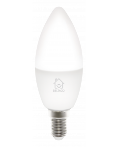DELTACO SMART HOME LED-lampa, E14, WiFI, 5W, 2700K-6500K, dimbar, vit