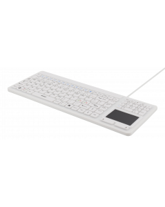 DELTACO tangentbord i silikon, touchpad, IP68, 105 + 12 media, vit