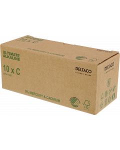 DELTACO Ultimate Alkaline batteries, LR14/C size, 10-pack bulk