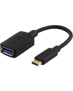 DELTACO USB 3.1 adapter, Gen 1, Typ C hane - Typ A hona, svart