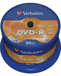 Verbatim DVD-R, 16x, 4,7 GB/120 min, 50-pack spindel, AZO