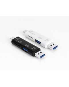 OTG Minneskortläsare MicroSD, USB + USB-C, 5-i-1 multifunktions minneskortläsare
