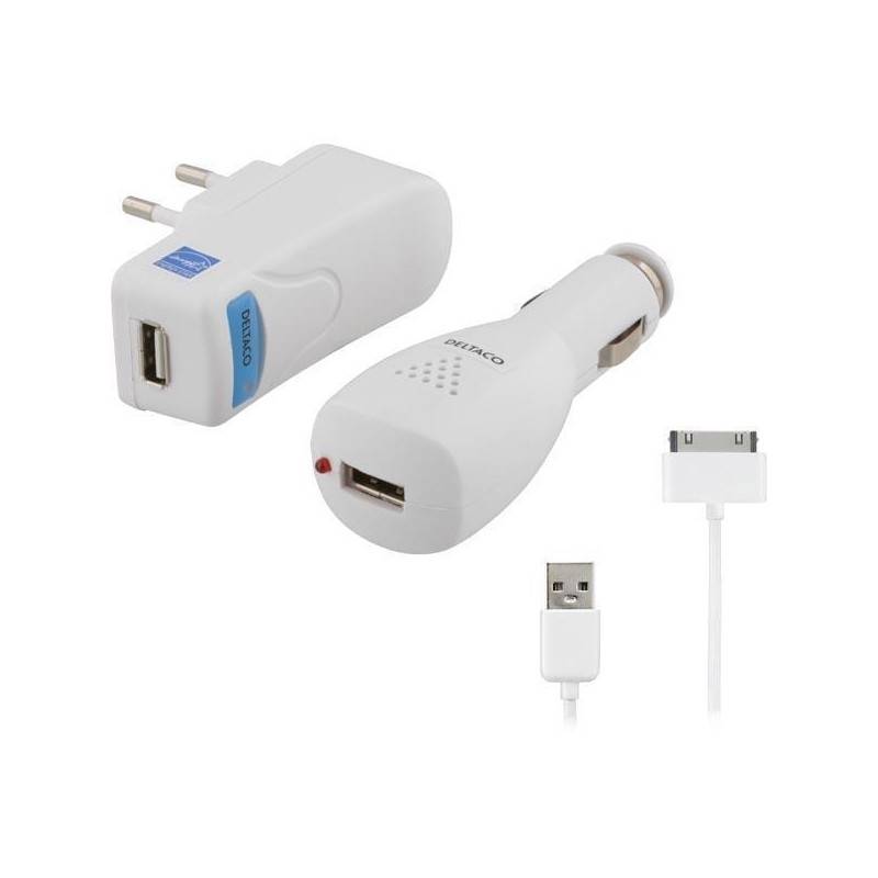 DELTACO laddarkit för iPod/iPhone/iPad, 2m kabel