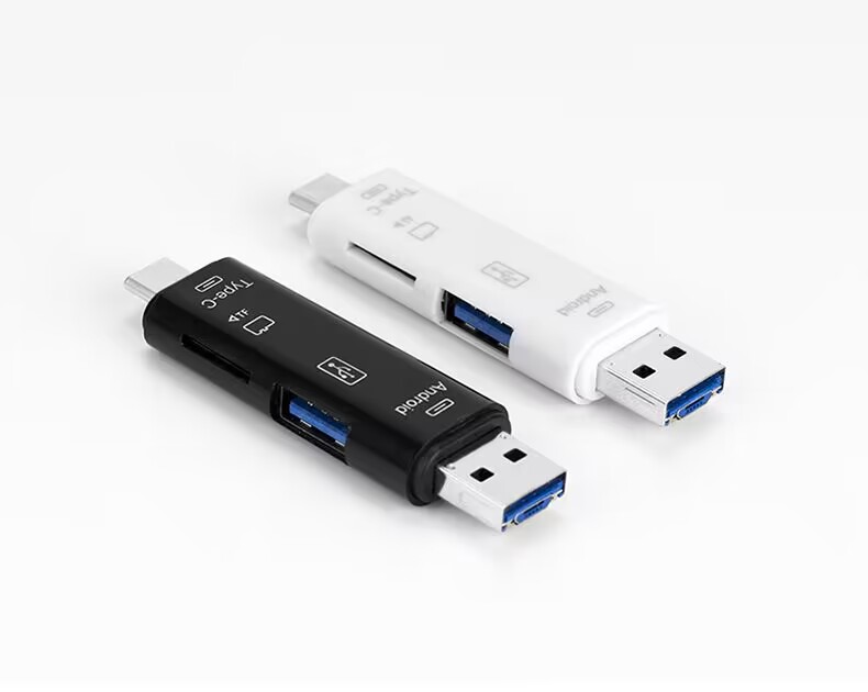 Minneskortläsare MicroSD, USB + USB-C, 5-i-1 multifunktions minneskortläsare