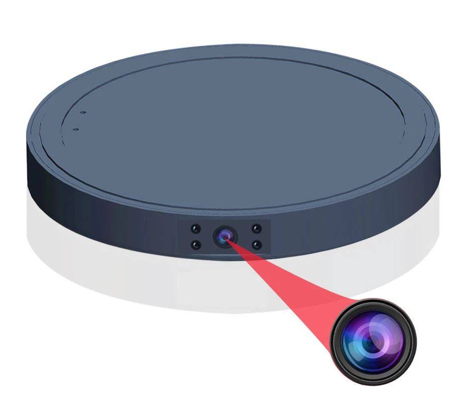 Spionkamera 1080p med mörkerseende, dold i laddningsplatta för trådlös mobilladdning, QI