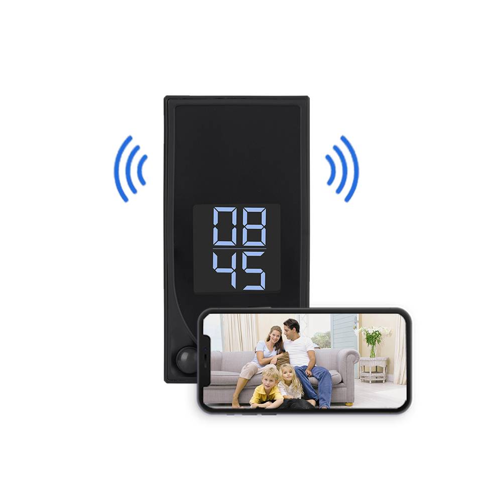 Övervaknningskamera i Bordsklocka, 365 Dagars Standby, Rörelseaktivering, Mörkersyn, Wifi, microSD