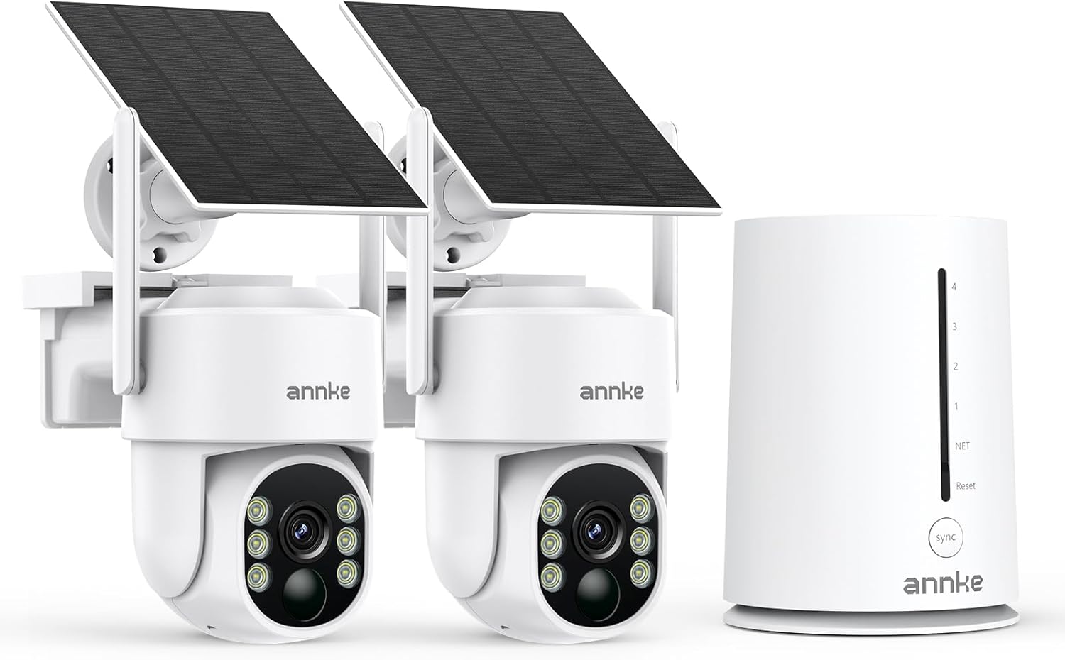 Övervakningskamera utomhus 2-pack med solcell och WiFi – trådlöst 2K övervakningssystem med PIR och inspelning