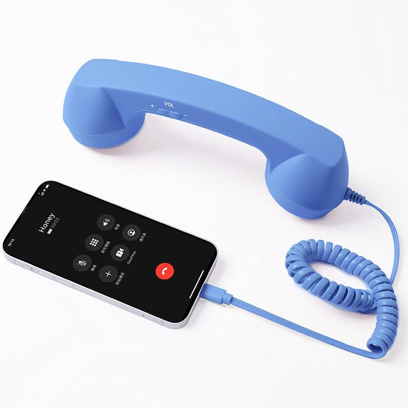Retro Telefonlur med USB-C för Android & iPhone – Klassisk Design, Blå | Mobil - Mobiltillbehör - Retrolurar till mobiler | AlltMobil