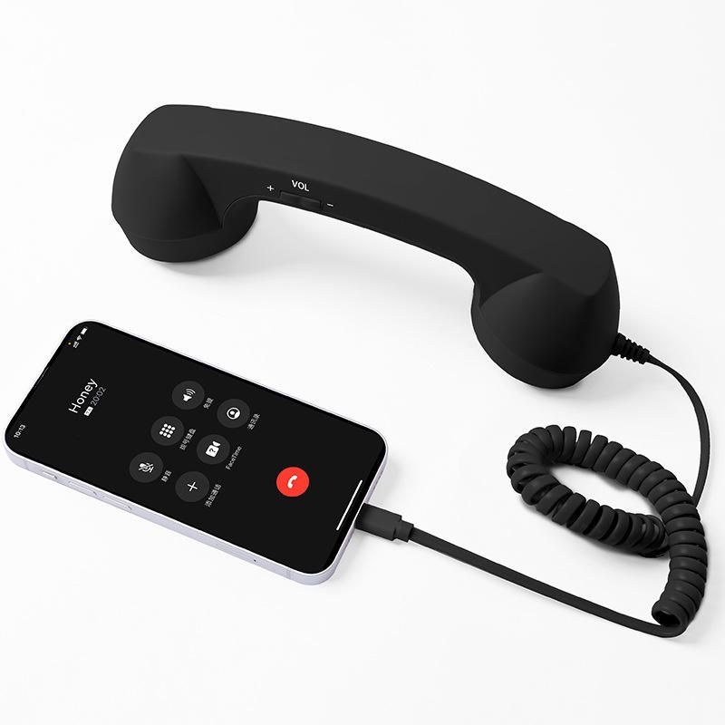 Retro Telefonlur med USB-C för Android & iPhone – Klassisk Design, Svart | Mobil - Mobiltillbehör - Retrolurar till mobiler | AlltMobil