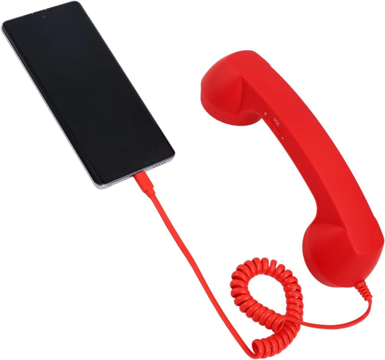 Retro Telefonlur med USB-C för Android & iPhone – Klassisk Design, Röd | Mobil - Mobiltillbehör - Retrolurar till mobiler | AlltMobil