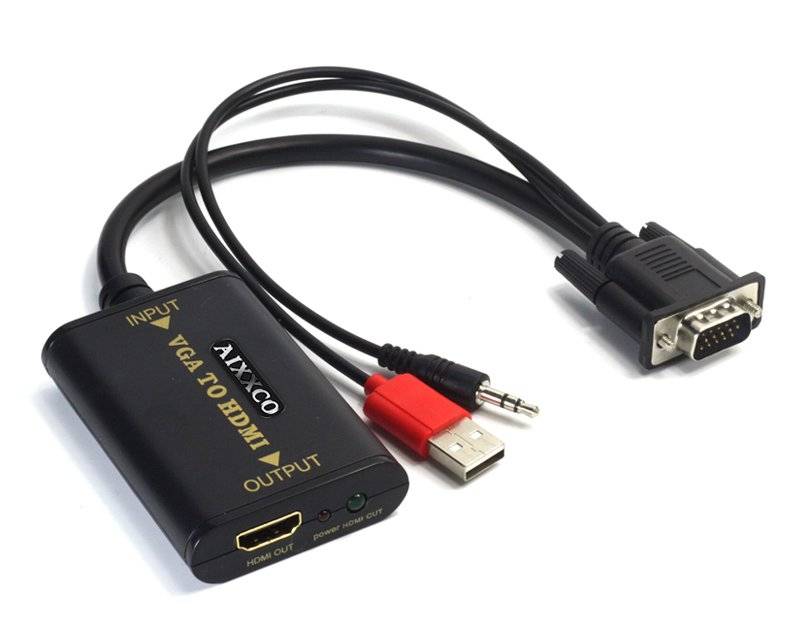 Aktiv VGA till HDMI omvandlare, HDMI 1.3b, 1080P@60Hz, stereo 3.5mm-ljud